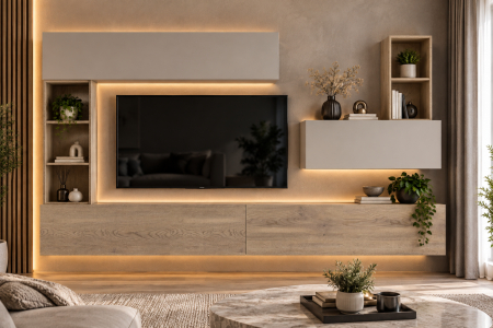 MOBILIER LIVING - Living MP4 Stejar K2737 Cotta Cremona + Kasmir, Black Truffle, K519 Mouse Grey Stejar K2737 Cotta Cremona + Kasmir