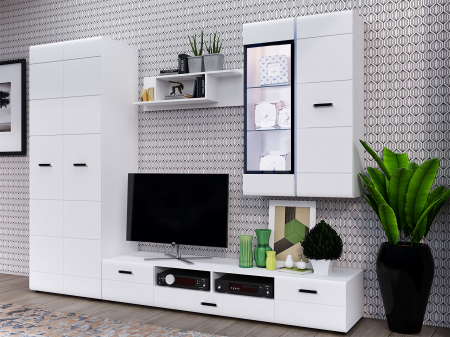 Living Nensi 2, 280x52x217 cm Alb Lucios [0]