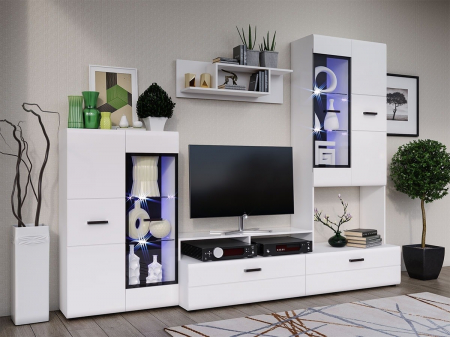 MOBILIER LIVING - Living New Nensi 3 Alb Lucios 280x52x217 cm