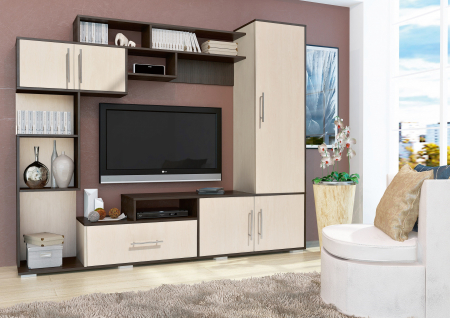 MOBILIER LIVING - Living Pekin RO Wenge+Mesteacan 210x40x179 cm