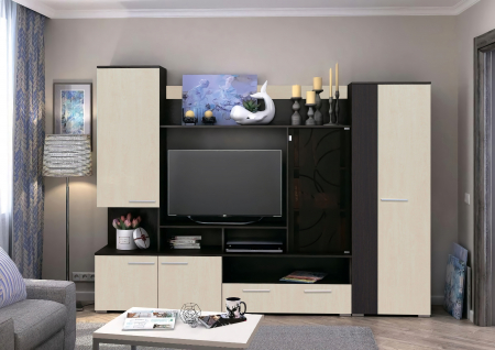 MOBILIER LIVING - Living Siena Wenge+Mesteacan  260x41x194 cm