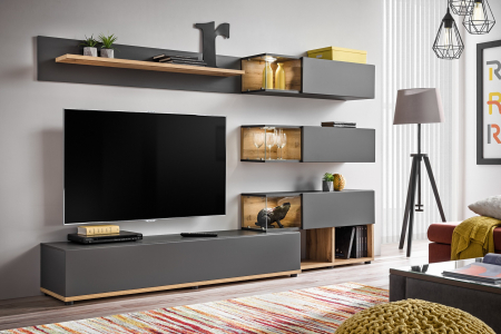 Living Silk Antracit + Stejar Wotan, 240x40x150 cm [0]