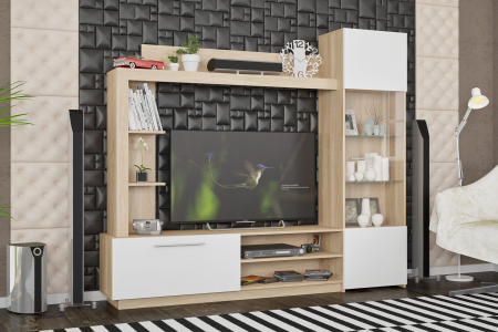 MOBILIER LIVING - Living Trento Sonoma+Alb 204x35x177 cm