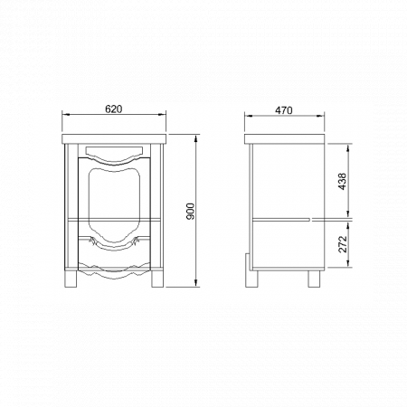 Masca baie + lavoar Venice, 62x90x47cm, Nuc [1]