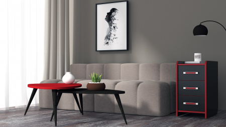 MOBILIER BIROU - Noptiera Birou PC KL 9.3 Wenge+Rosu