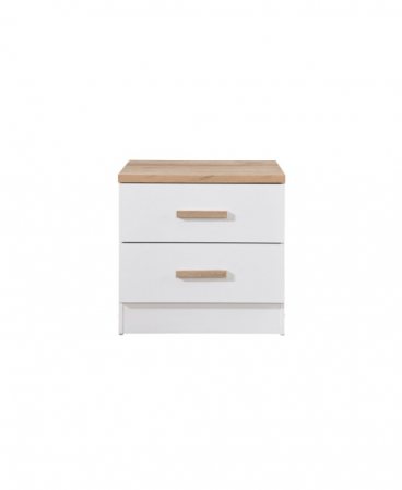 Noptiera Luna cu 2 sertare, culoare Alb+Sonoma, 50x40x50cm [1]