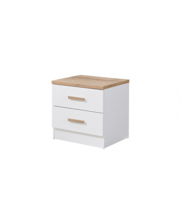 Noptiera Luna cu 2 sertare, culoare Alb+Sonoma, 50x40x50cm [2]