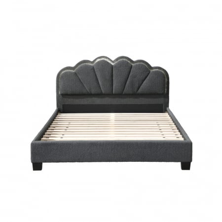 Pat tapitat Comfort 2 cu LED,140X200 cadru din lemn cu somiera fixa, culoare Gri [2]