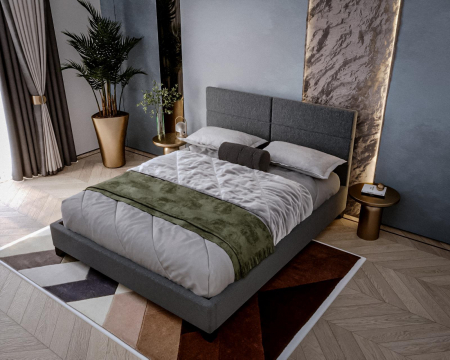 Pat Tapitat Houston 160x200 cm, Suport Saltea Inclus, Culoare Gri [3]