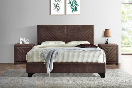 Paturi - Pat Tapitat Kring 160x200 cm, Suport Saltea Inclus, Culoare Maro