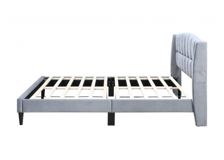 Pat tapitat Maya 2, 140x200, cadru din lemn cu somiera fixa, culoare Gri [2]