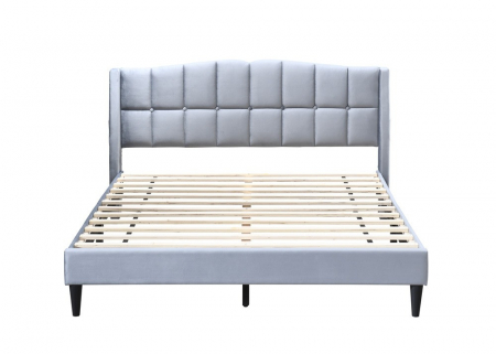 Pat tapitat Maya 2, 140x200, cadru din lemn cu somiera fixa, culoare Gri [1]