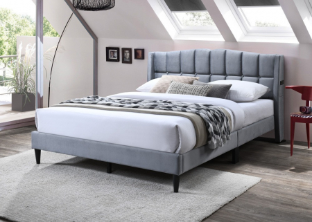 MOBILIER DORMITOR - Pat tapitat Maya 2, 160x200, cadru din lemn cu somiera fixa, culoare Gri