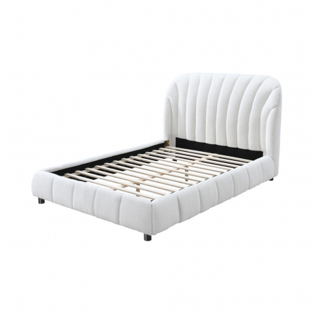 Pat tapitat Milano cu bucle 140x200, cadru din lemn cu somiera fixa, culoare Crem [1]