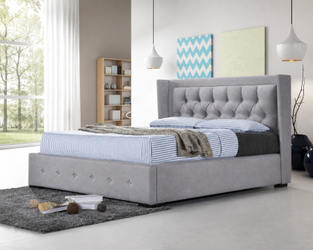 Pat tapitat Roma 160x200cm suport saltea inclus culoare Gri