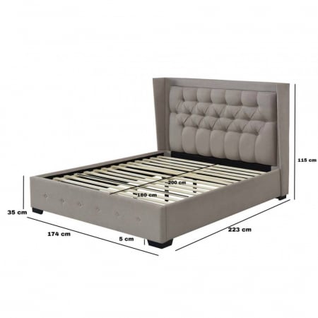 Pat tapitat Roma 160x200cm, suport saltea inclus, culoare Gri [2]