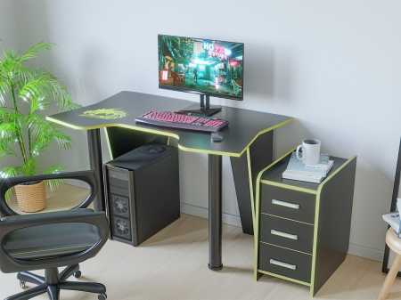 MOBILIER BIROU - Set Birou PC + Noptiera KL 9.1 Wenge+Galben