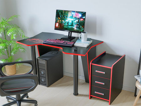 MOBILIER BIROU - Set Birou PC + Noptiera KL 9.1 Wenge+Rosu