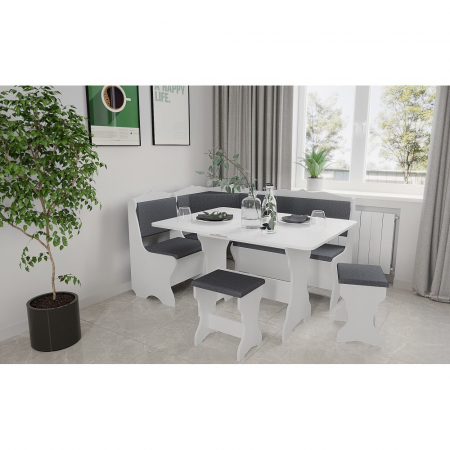 Set bucatarie Siria, cu masa extensibila si 2 tabureti Alb Balaton [0]