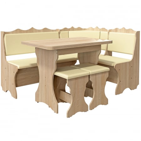 Coltare de Bucatarie - Set Bucatarie Siria, Cu Masa Extensibila Si 2 Tabureti Sonoma