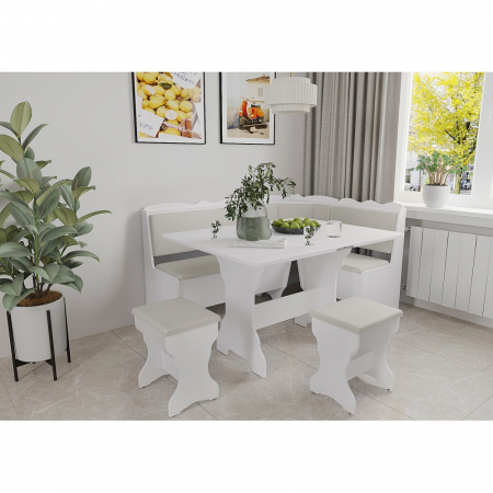 Coltare de Bucatarie - Set coltar bucatarie Rodos, Alb + Fildes