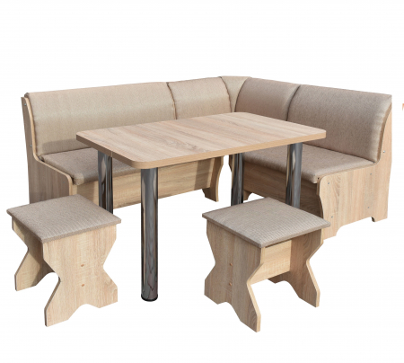 Coltare de Bucatarie - Set Coltar Bucatarie Tunis, Cu Masa Si 2 Tabureti Sonoma