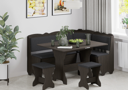 Coltare de Bucatarie - Set coltar Rodos  cu masa extensibila si 2 tabureti  Wenge Balaton