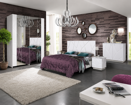 Dormitoare - Set Dormitor Kenzo P160 Alb Lucios