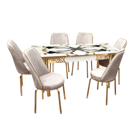 MOBILIER LIVING - SET MASA 6 SCAUNE ALTIN 2