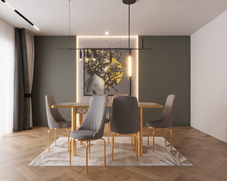 MOBILIER LIVING - SET MASA 6 SCAUNE ALTIN 4