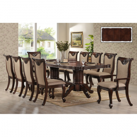 Mese si Scaune - Set masa AC3268T + 10 Scaune, Dark Brown