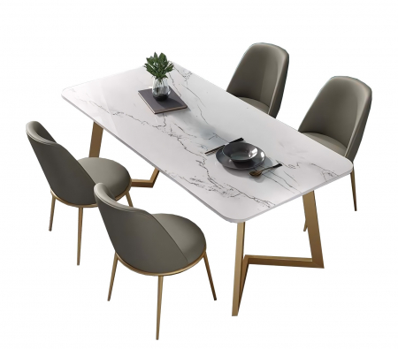 Mese si Scaune - Set Masa Cu 4 Scaune HA07, 160X80X74 cm, Gri