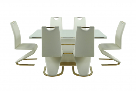 Set Masa DA1128G + 6 Scaune DA2626G,160x90x75 cm GOLD [1]