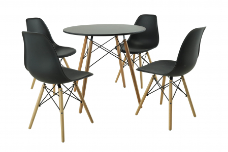 Mese - Set Masa DA151BK,80x75 cm / 4 Scaune, 46x55x83 cm, DA232BK