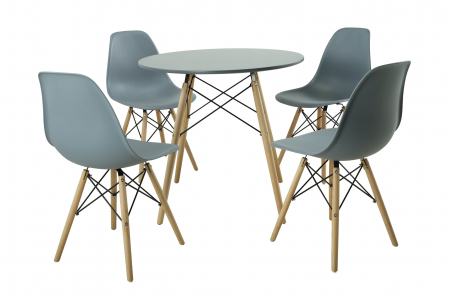 Mese - Set Masa DA151Grey, 80x75 cm /4 Scaune, 46x55x83 cm, DA232, Grey