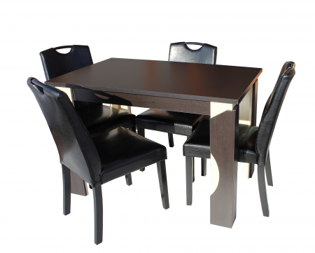 Set Masa Mario Cu 4 Scaune Tapitate RH6002C Negru [0]