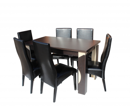 Set Masa Mario Cu 6 Scaune Tapitate RH6012C Negru [1]