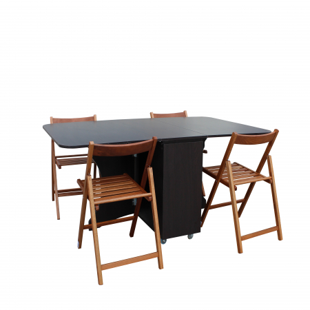 Set Masa Plianta 4S Cu 4 Scaune Happy, Wenge/Nuc [0]