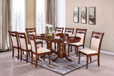 Mese si Scaune - Set Masa RH7038EXT Cu 8 Scaune 8064C, 155x100x77 cm, Dirty Oak