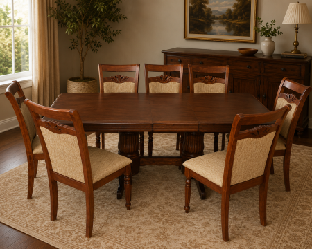 Set masa RH7132 cu 8 scaune RH8064 Dirty Oak 160x100x77 cm
