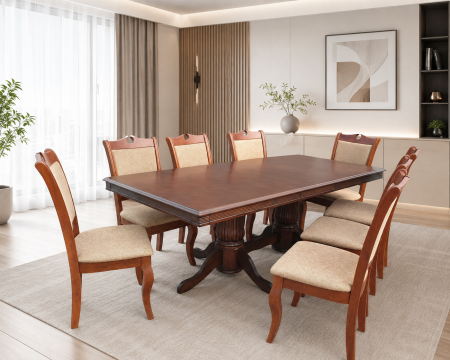 Mese si Scaune - Set masa RH7132 cu 8 scaune RH8100 Dirty Oak 160x100x77 cm