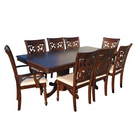 Masa cu scaune living - Set Masa RH7132 ext + 6 Scaune RH8016C + 2 Scaune RH8016CA,160x100x77 cm, Nuc