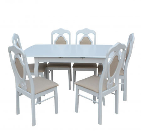 Mese - Set Masa RH7211 Extensibila 120/150x80x76 cm, Cu 6 Scaune RH561C ,White