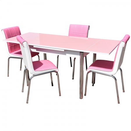 Masa bucatarie - Set Masa Sticla Cu 4 Scaune Nr13 Du 2 Penbe