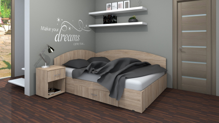 Pat dormitor - Set Pat Colt 120 + 1 Noptiera Sonoma