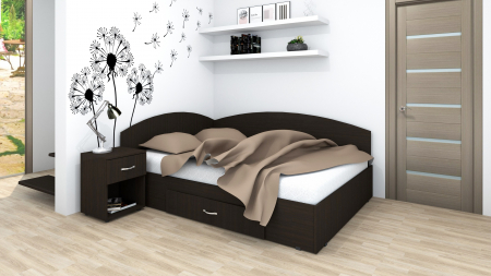 Pat dormitor - Set Pat Colt 160 + 1 Noptiera Wenge