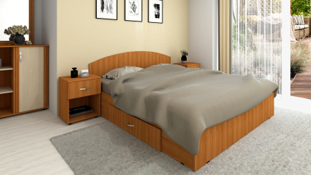 Pat dormitor - Set Pat Mijloc 140 + 2 Noptiere Cires