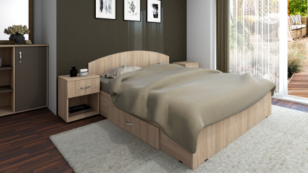 Pat dormitor - Set Pat Mijloc 140 + 2 Noptiere Sonoma