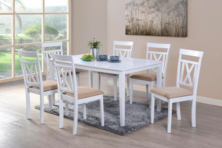 Masa cu scaune living - Set RH7008T+6RH123C White 150x90x76 cm