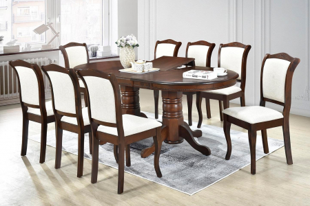 Mese si Scaune - Set RH7038EXT+8RH6029C Dirty Oak,155/200x100x76 cm